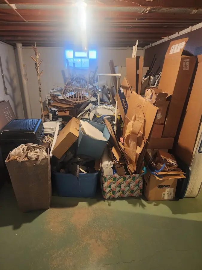 Roll-off dumpster container at job site for 8 Yard Dumpster Rental in Barbecue